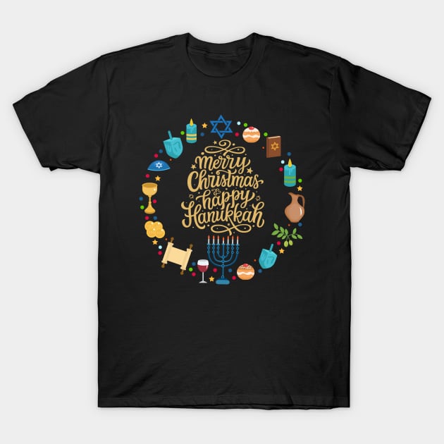 Happy Hanukkah Jewish Merry Christmas Women Men Kids Cute T-Shirt by AimArtStudio